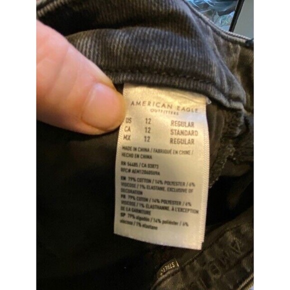 American Eagle Women's Size 12 Gray High Rise Denim Stretch Curvy Mom Jeans - Picture 10 of 11